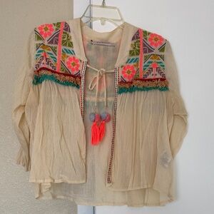 Cream Embroidered Women's Top/ cover up